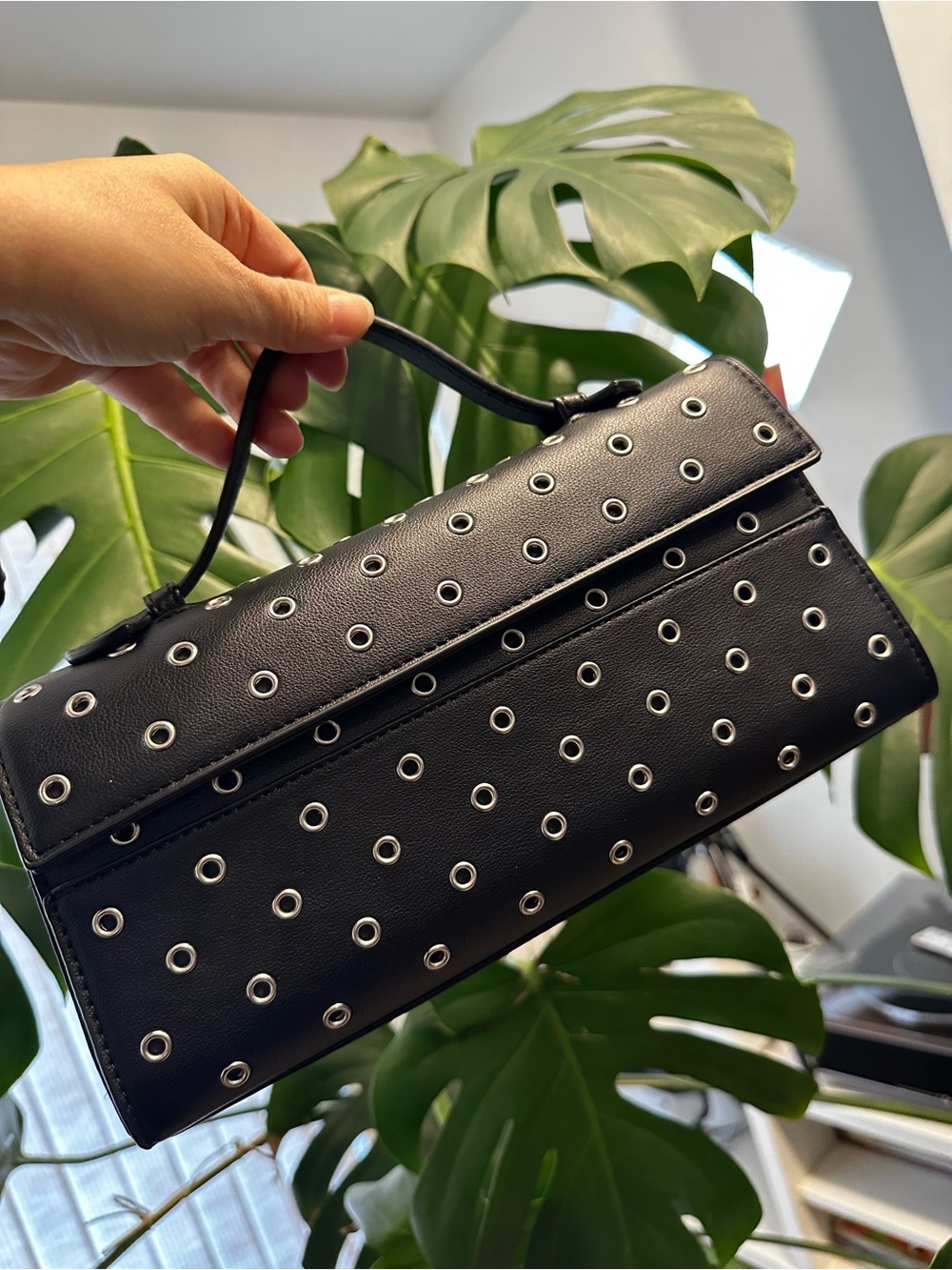 NWT Moda Luxe Black Eyelet Crossbody Bag
